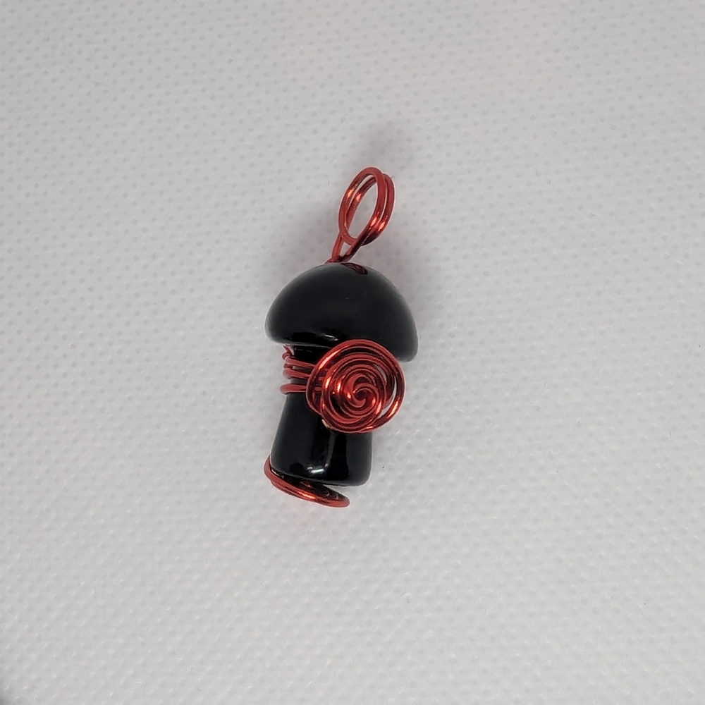 Black and Red Wire Wrapped Pendant